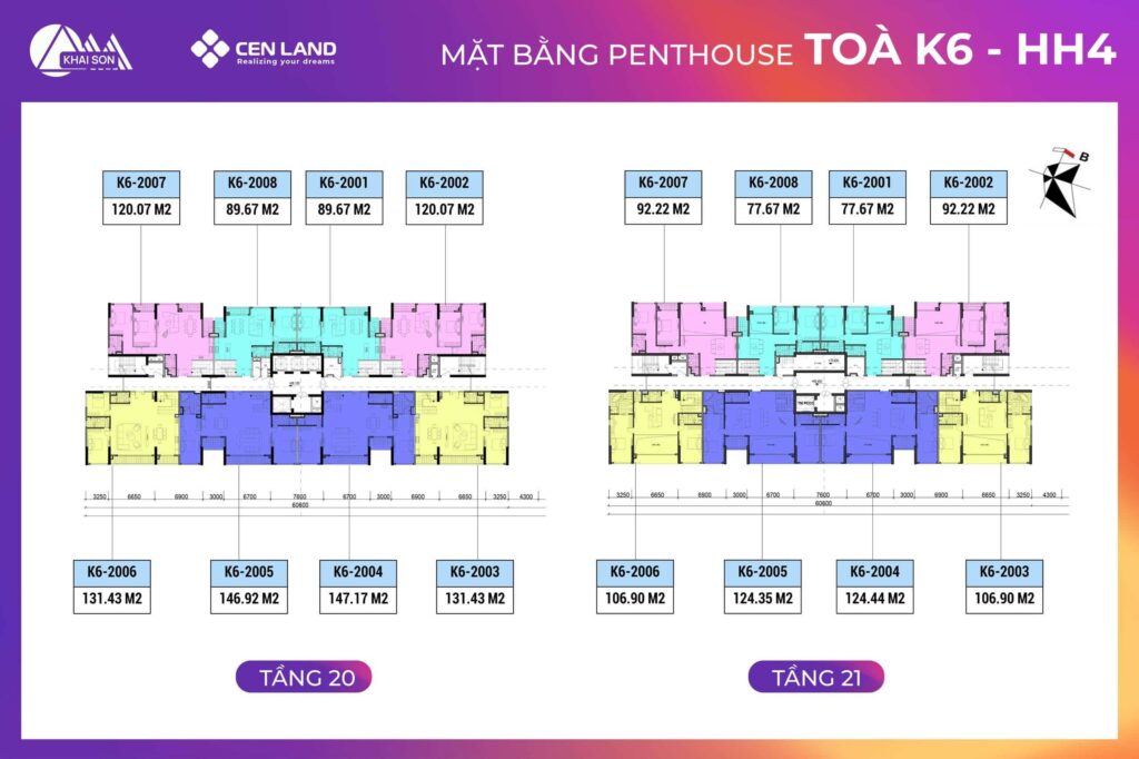 Mặt bằng Penthouse toà K6 Khai Sơn City