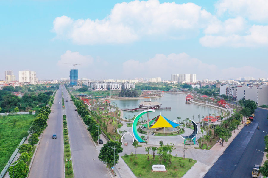 Góc nhìn hướng Tây với công viên Ngọc Thụy 7ha