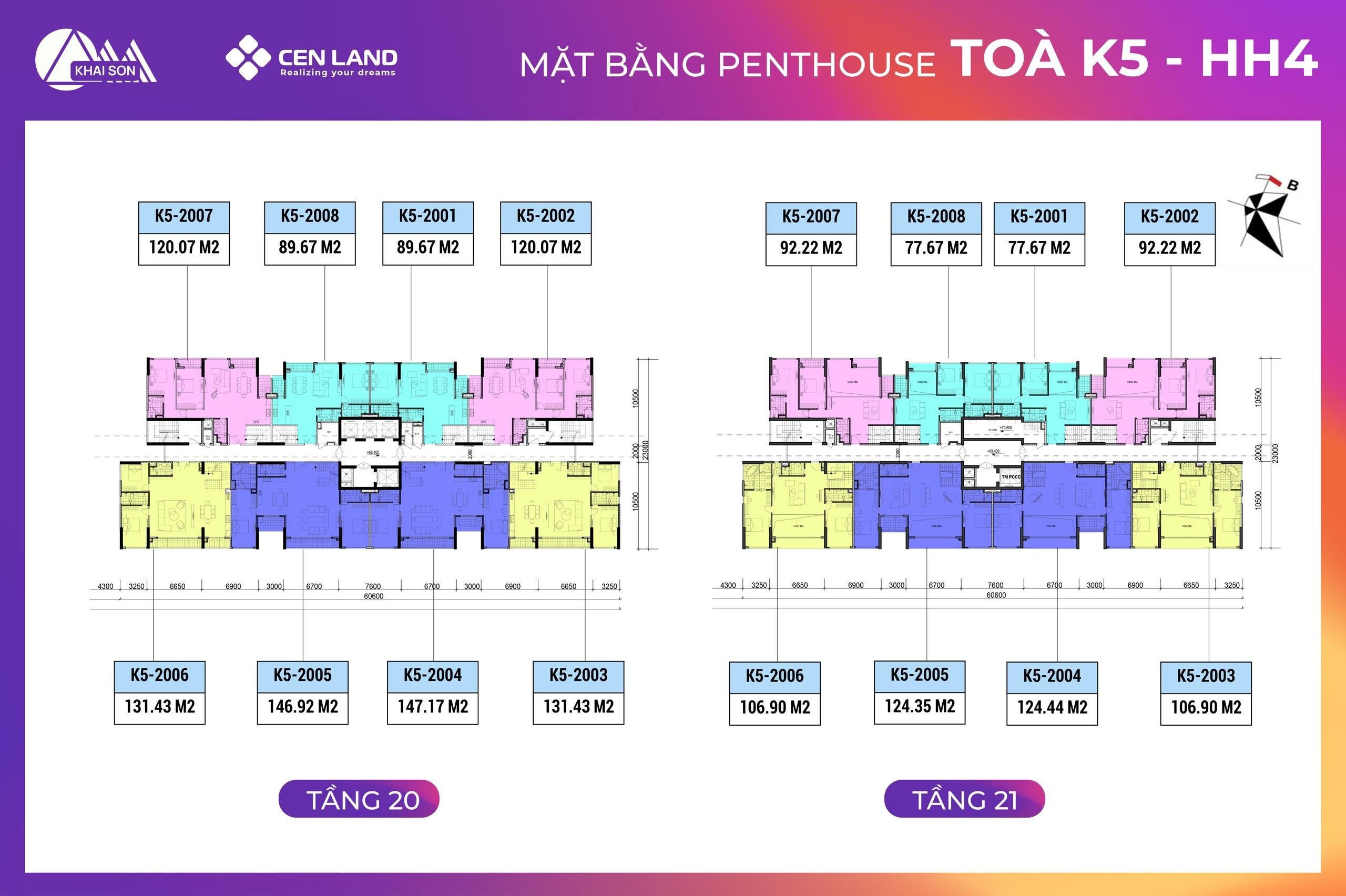 Mặt bằng Penthouse toà K5 Khai Sơn City